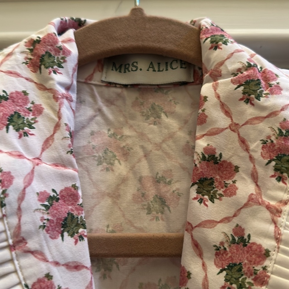 Mrs. Alice Pink Bouquet Dressing Gown Floral Patterned Robe House Dress Szxs-S — image 4 of 8